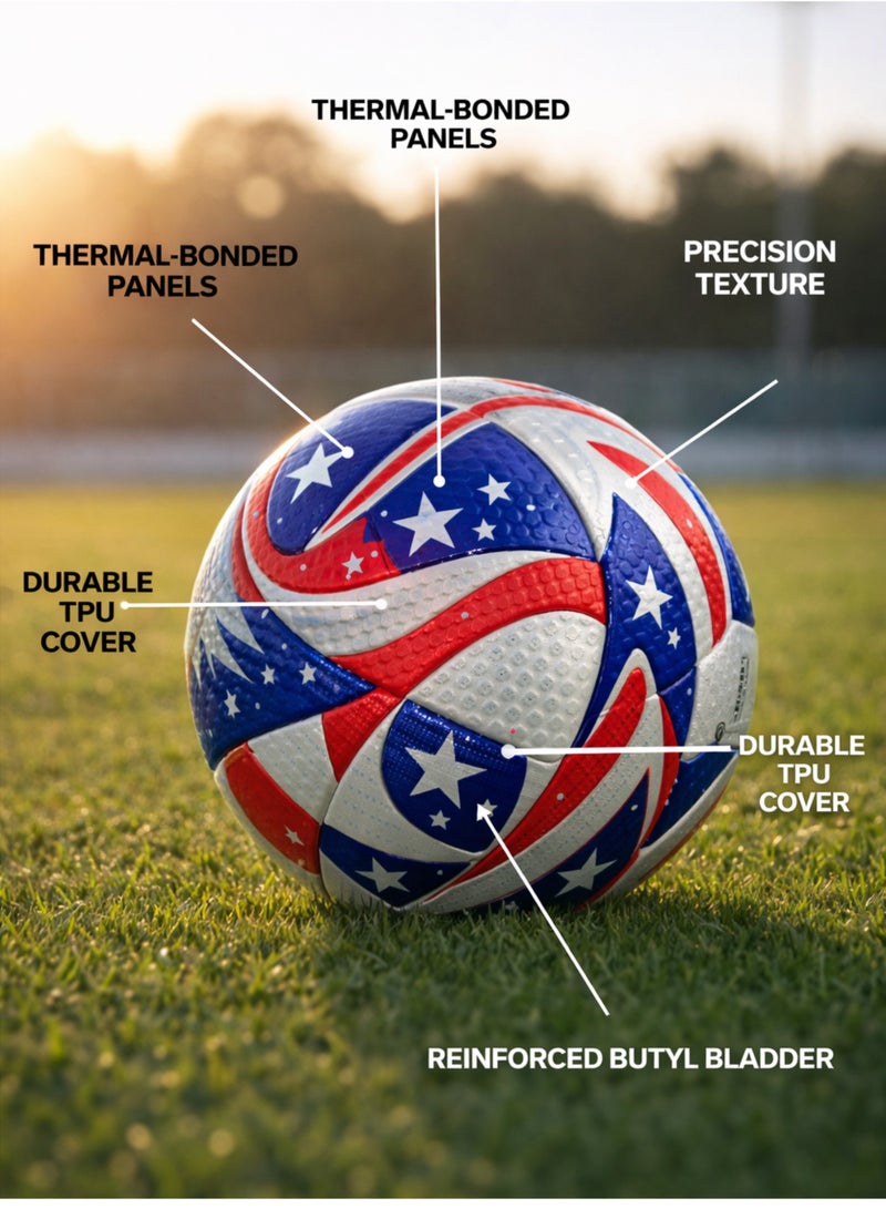 TNM Size 5 PU Leather Soccer Ball Designed for Durability and All Players - Image 5